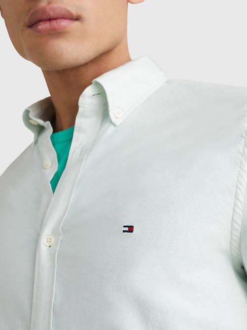 Tommy Hilfiger 1985 Essential Polygiene Slim Fit Moški Srajce Zelena | TH612NBK