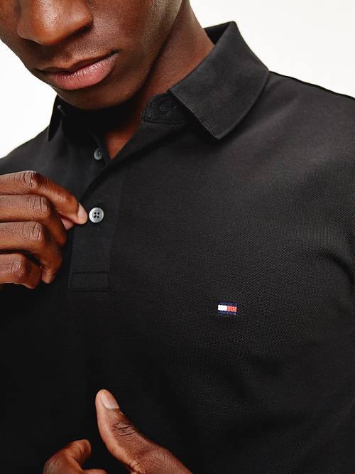 Tommy Hilfiger 1985 Essential Slim Fit Moški Polo Majica Črna | TH789BIW