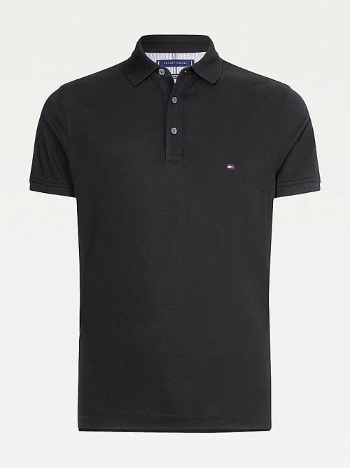 Tommy Hilfiger 1985 Essential Slim Fit Moški Polo Majica Črna | TH789BIW