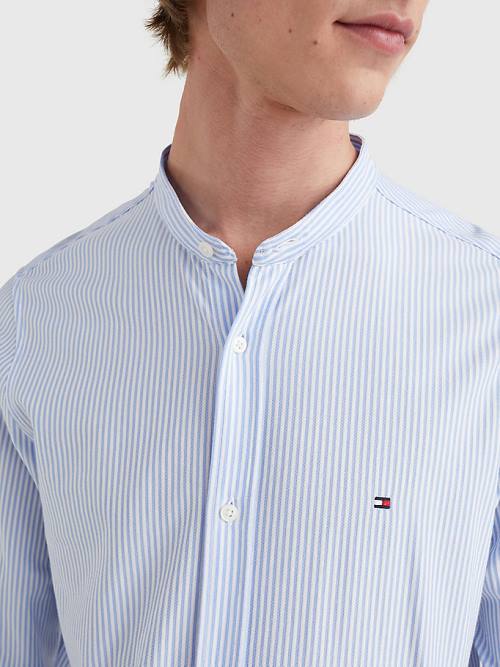 Tommy Hilfiger 1985 Essential Stripe Slim Fit Moški Srajce Modra | TH281AWF