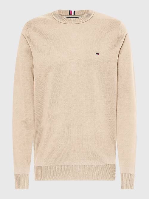 Tommy Hilfiger 1985 Essential TH Flex Sweatshirt Moški Puloverji Bež | TH387XBF