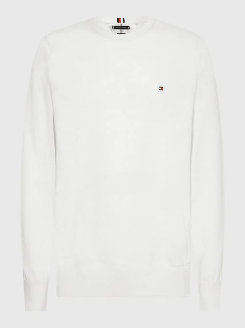 Tommy Hilfiger 1985 Essential TH Flex Sweatshirt Moški Puloverji Bela | TH628QPG