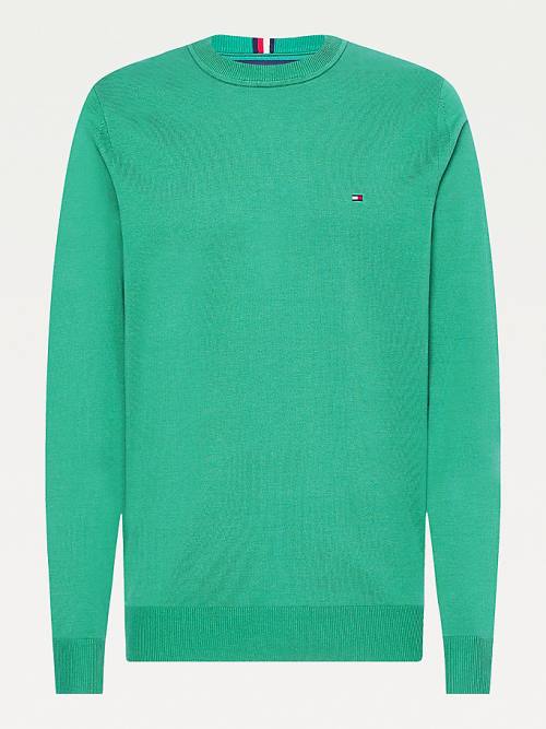 Tommy Hilfiger 1985 Essential TH Flex Sweatshirt Moški Puloverji Zelena | TH682VSG