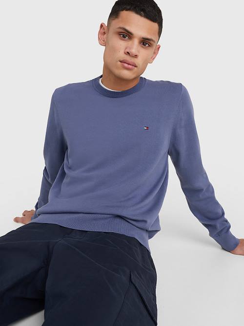 Tommy Hilfiger 1985 Essential TH Flex Sweatshirt Moški Puloverji Modra | TH869CBI