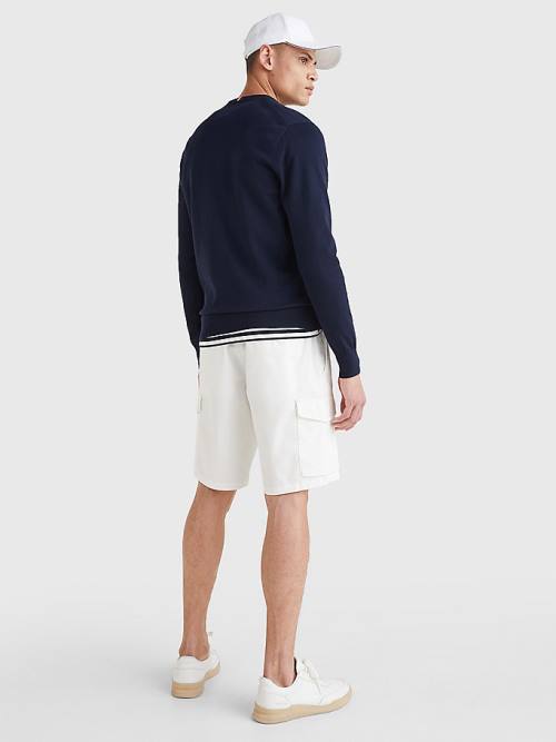 Tommy Hilfiger 1985 Essential TH Flex V-Neck Jumper Moški Puloverji Modra | TH417TDM