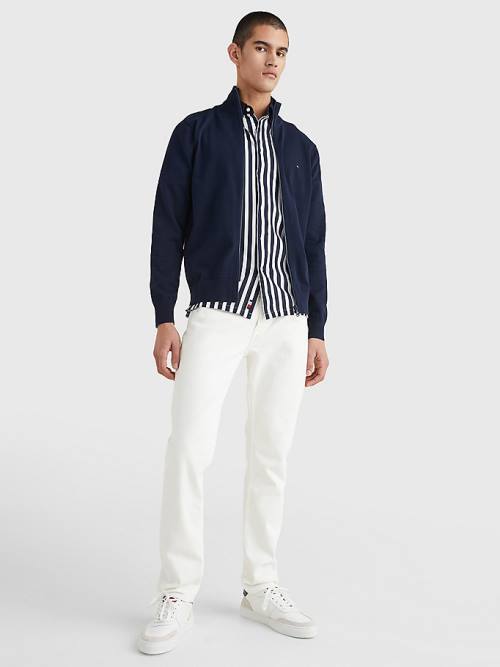 Tommy Hilfiger 1985 Essential TH Flex Zip-Thru Cardigan Moški Puloverji Modra | TH203RWG