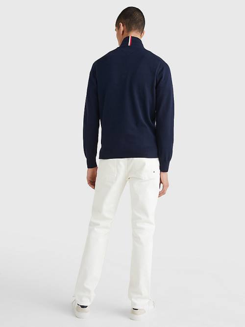 Tommy Hilfiger 1985 Essential TH Flex Zip-Thru Cardigan Moški Puloverji Modra | TH203RWG