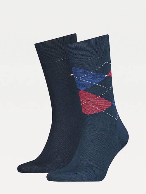 Tommy Hilfiger 2-Pack Argyle Mix Moški Nogavice Modra | TH294NFK