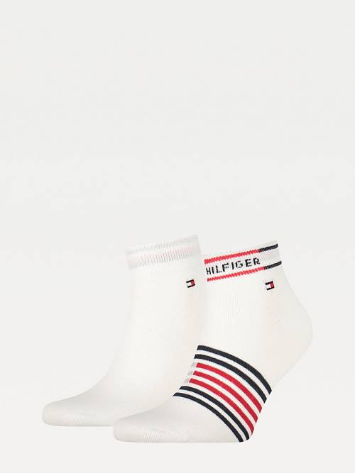 Tommy Hilfiger 2-Pack Breton Stripe Quarter Moški Nogavice Bela | TH078VLN