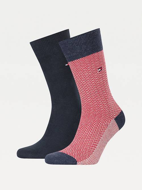 Tommy Hilfiger 2-Pack Herringbone Neppy Moški Nogavice Modra | TH490TMH