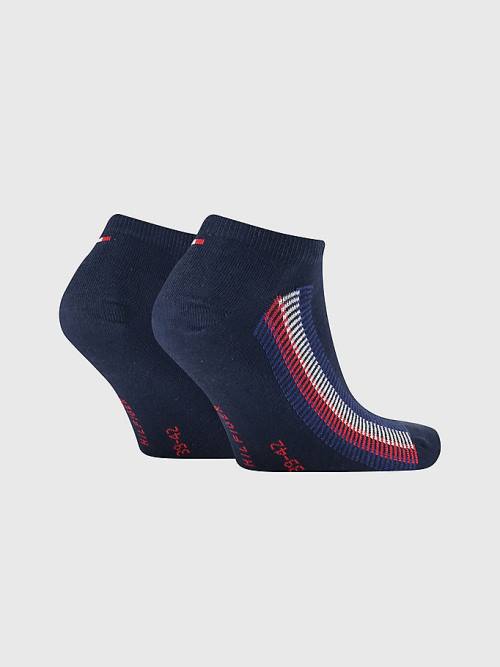 Tommy Hilfiger 2-Pack Ribbon Stripe Trainer Moški Nogavice Modra | TH725OJI