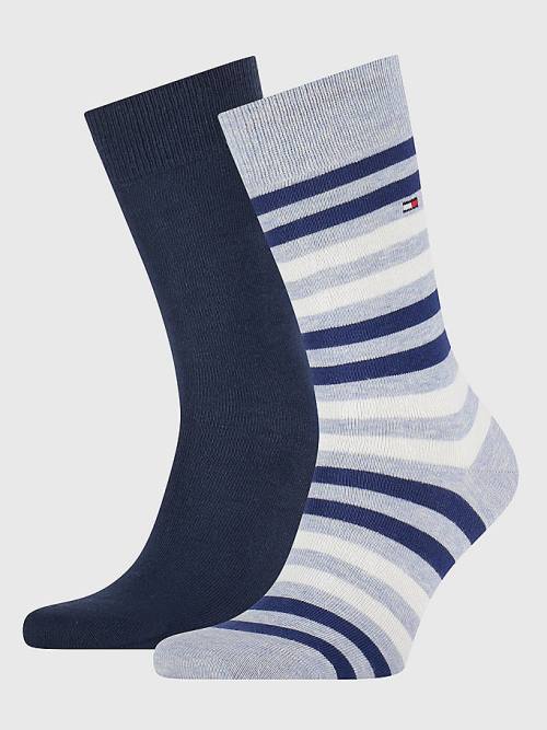 Tommy Hilfiger 2-Pack Stripe Moški Nogavice Modra | TH609RGX