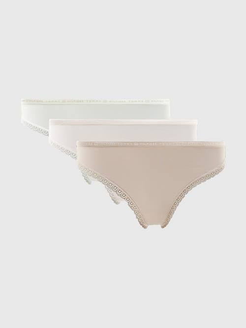 Tommy Hilfiger 3-Pack Floral Lace Trim Thongs Ženske Spodnje Perilo Multi | TH273OEP