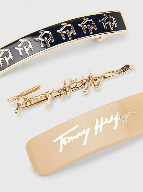 Tommy Hilfiger 3-Pack Iconic Hair Clips Ženske Kapa Modra | TH472ZYP