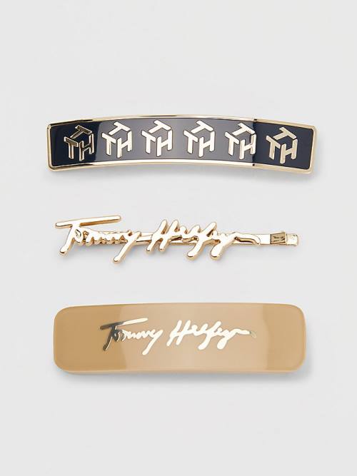 Tommy Hilfiger 3-Pack Iconic Hair Clips Ženske Kapa Modra | TH472ZYP