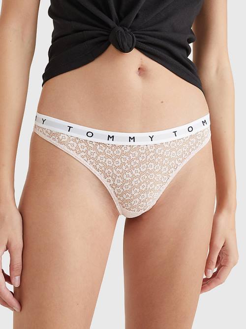 Tommy Hilfiger 3-Pack Lace Logo Waistband Thongs Ženske Spodnje Perilo Multi | TH642CHA