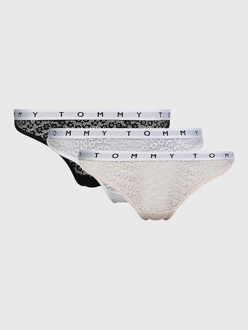 Tommy Hilfiger 3-Pack Lace Logo Waistband Thongs Ženske Spodnje Perilo Multi | TH642CHA