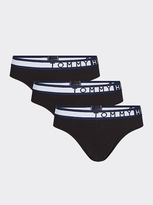 Tommy Hilfiger 3-Pack Logo Waistband Briefs Moški Spodnje Perilo Črna | TH316SDW