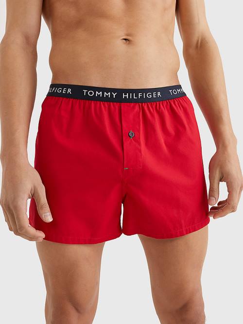 Tommy Hilfiger 3-Pack Logo Waistband Button Fly Boxers Moški Spodnje Perilo Zelena | TH350NKO