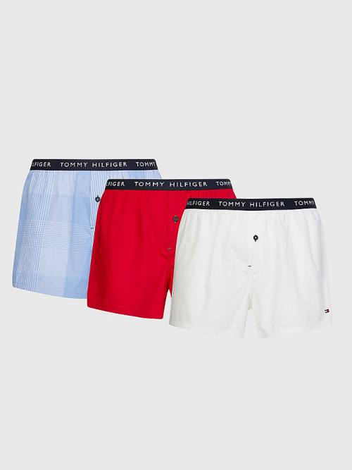 Tommy Hilfiger 3-Pack Logo Waistband Button Fly Boxers Moški Spodnje Perilo Zelena | TH350NKO