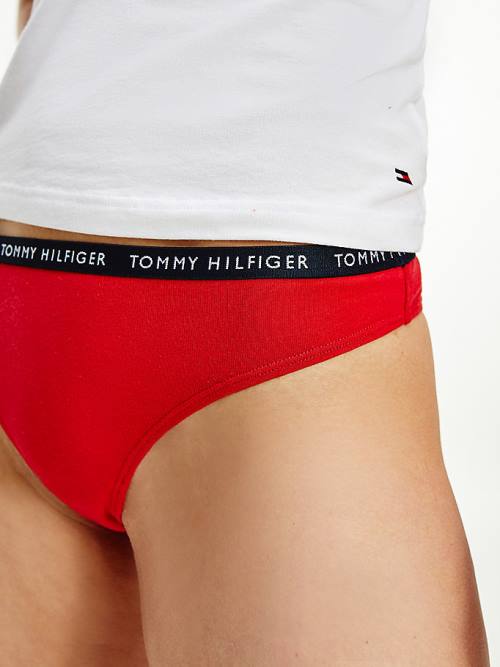 Tommy Hilfiger 3-Pack Recycled Cotton Thongs Ženske Spodnje Perilo Bela | TH129PJT