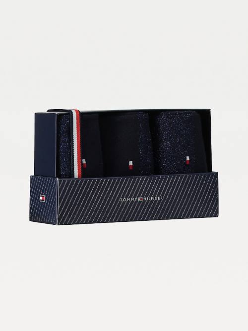 Tommy Hilfiger 3-Pack Sparkle Gift Box Ženske Nogavice Modra | TH187ESH