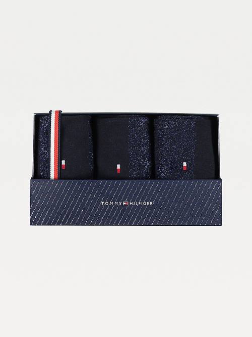 Tommy Hilfiger 3-Pack Sparkle Gift Box Ženske Nogavice Modra | TH187ESH