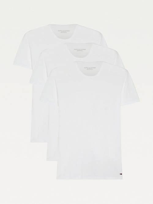 Tommy Hilfiger 3 Pack V-Neck Cotton Moški Pižama Bela | TH165VUI