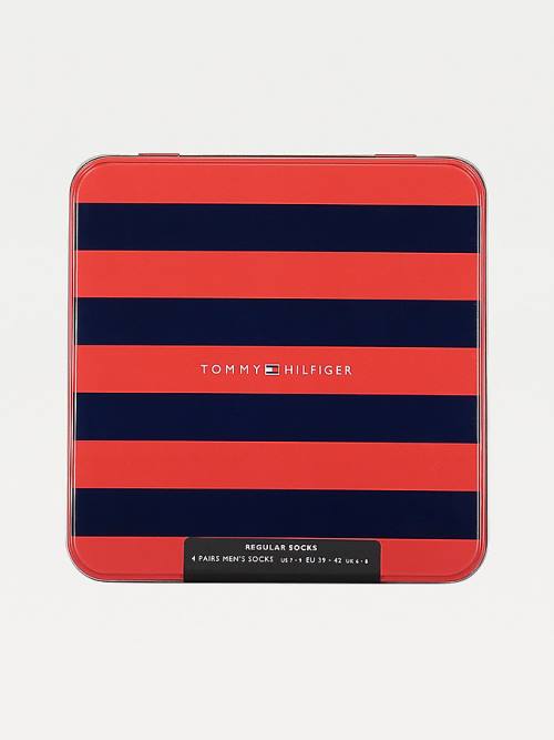 Tommy Hilfiger 4-Pack Gift Box Stripe Moški Nogavice Črna | TH142THV