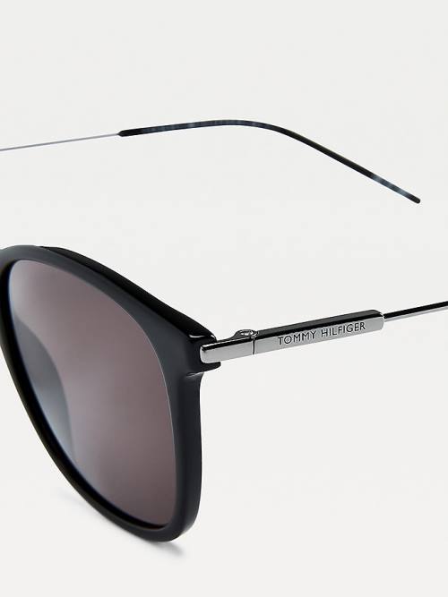 Tommy Hilfiger Acetate Rounded Square Moški Sončna Očala Črna | TH698CIO