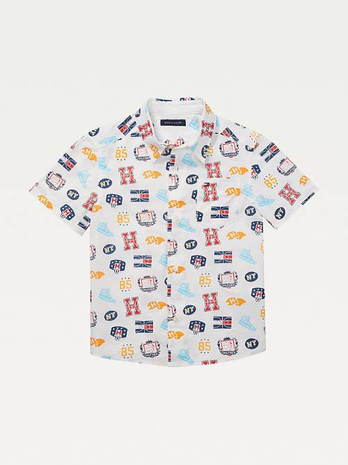 Tommy Hilfiger Adaptive Basketball Print Short Sleeve Fantje Srajce Bela | TH063QIB