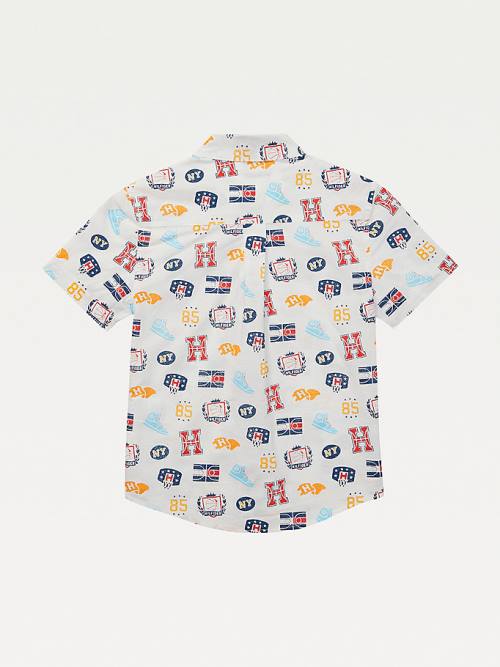 Tommy Hilfiger Adaptive Basketball Print Short Sleeve Fantje Srajce Bela | TH063QIB