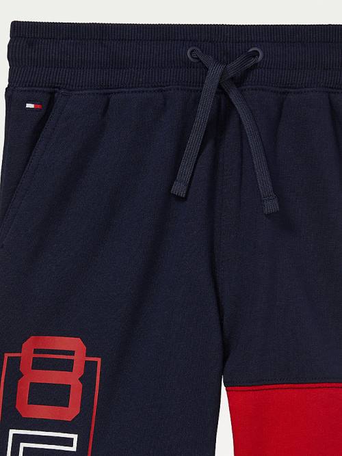 Tommy Hilfiger Adaptive Colour-Blocked Knit Shorts Fantje Hlače Modra | TH974KHW