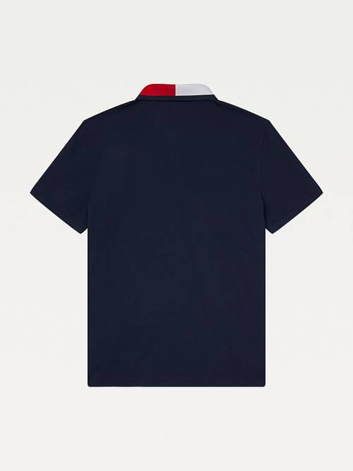 Tommy Hilfiger Adaptive Contrast Collar Custom Fit Moški Polo Majica Modra | TH195THP