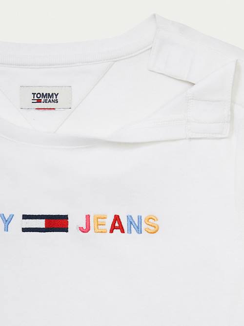 Tommy Hilfiger Adaptive Cotton Logo Ženske Majice Bela | TH871ZBP