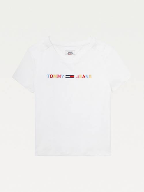 Tommy Hilfiger Adaptive Cotton Logo Ženske Majice Bela | TH871ZBP