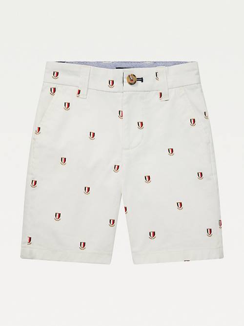 Tommy Hilfiger Adaptive Crest Print Shorts Fantje Hlače Bela | TH453GET