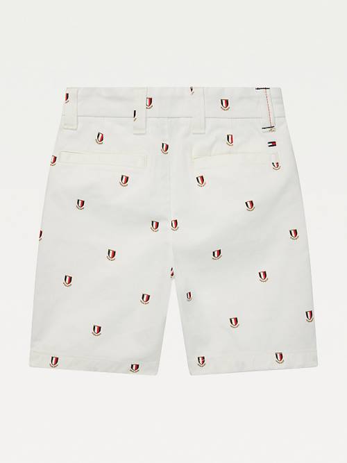 Tommy Hilfiger Adaptive Crest Print Shorts Fantje Hlače Bela | TH453GET