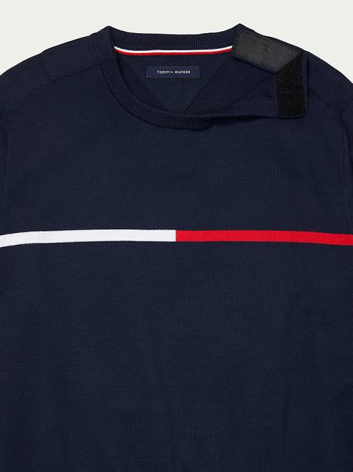 Tommy Hilfiger Adaptive Crew Neck Sweatshirt Moški Puloverji Modra | TH271NDL