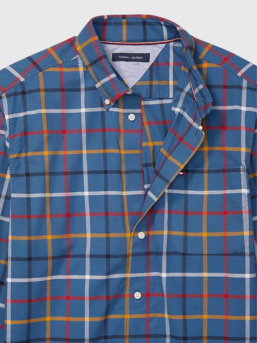 Tommy Hilfiger Adaptive Custom Fit Windowpane Check Moški Srajce Modra | TH564MTR