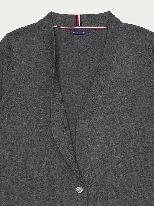 Tommy Hilfiger Adaptive Essential Cotton Cardigan Ženske Puloverji Siva | TH078DCF