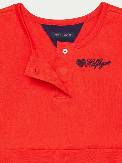 Tommy Hilfiger Adaptive Henley Dekleta Obleke Rdeča | TH620VTE