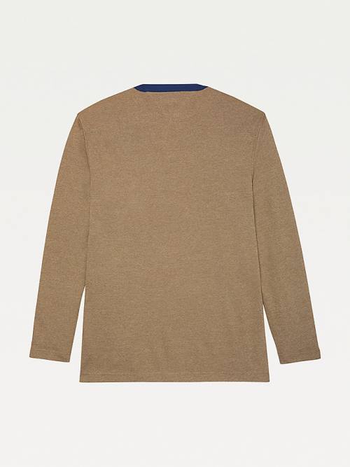 Tommy Hilfiger Adaptive Henley Neck Jumper Moški Puloverji Bež | TH032XTE