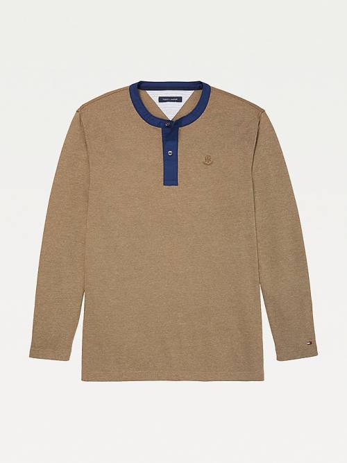 Tommy Hilfiger Adaptive Henley Neck Jumper Moški Puloverji Bež | TH032XTE