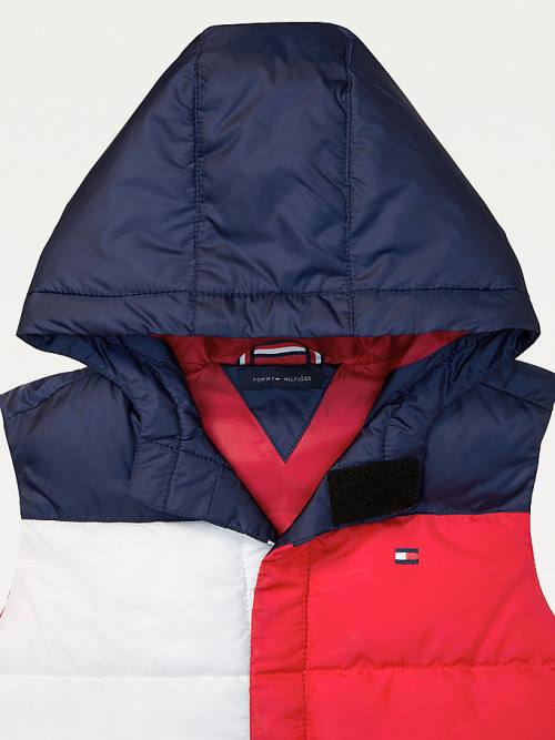 Tommy Hilfiger Adaptive Hooded Flag Vest Fantje Jakne Modra | TH765NRP