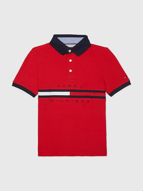 Tommy Hilfiger Adaptive Icons Stripe Polo Fantje Majice Rdeča | TH291TER