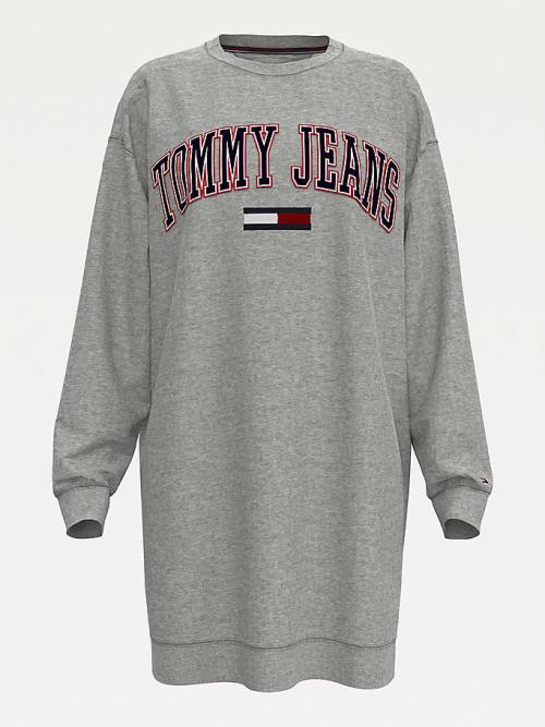 Tommy Hilfiger Adaptive Logo Sweatshirt Ženske Obleke Siva | TH983PNG