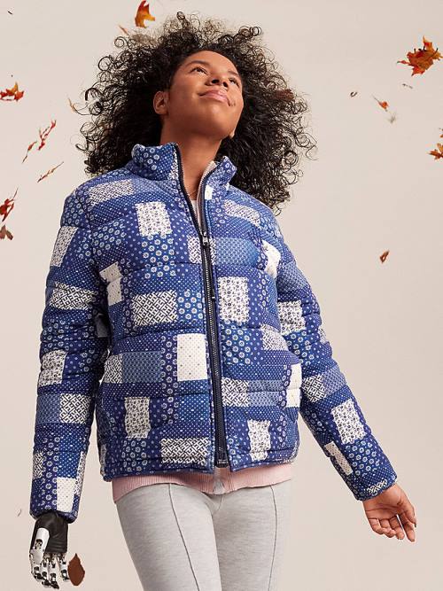 Tommy Hilfiger Adaptive Print Puffer Ženske Jakne Modra | TH237ABL