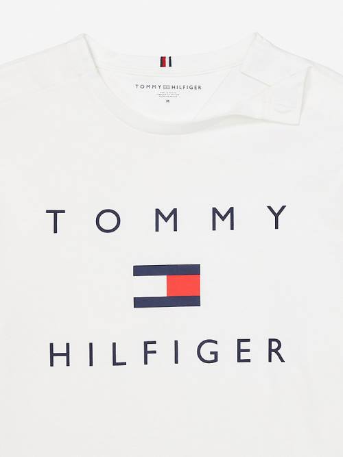 Tommy Hilfiger Adaptive Pure Cotton Logo Moški Majice Bela | TH498GMB