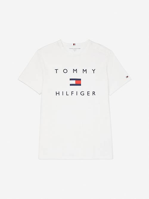 Tommy Hilfiger Adaptive Pure Cotton Logo Moški Majice Bela | TH498GMB